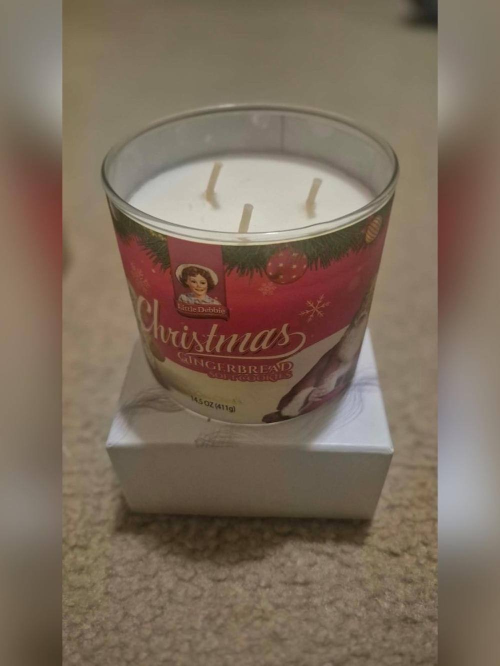 Little Debbie Christmas Gingerbread 3-Wick Holiday Candle - Red/White